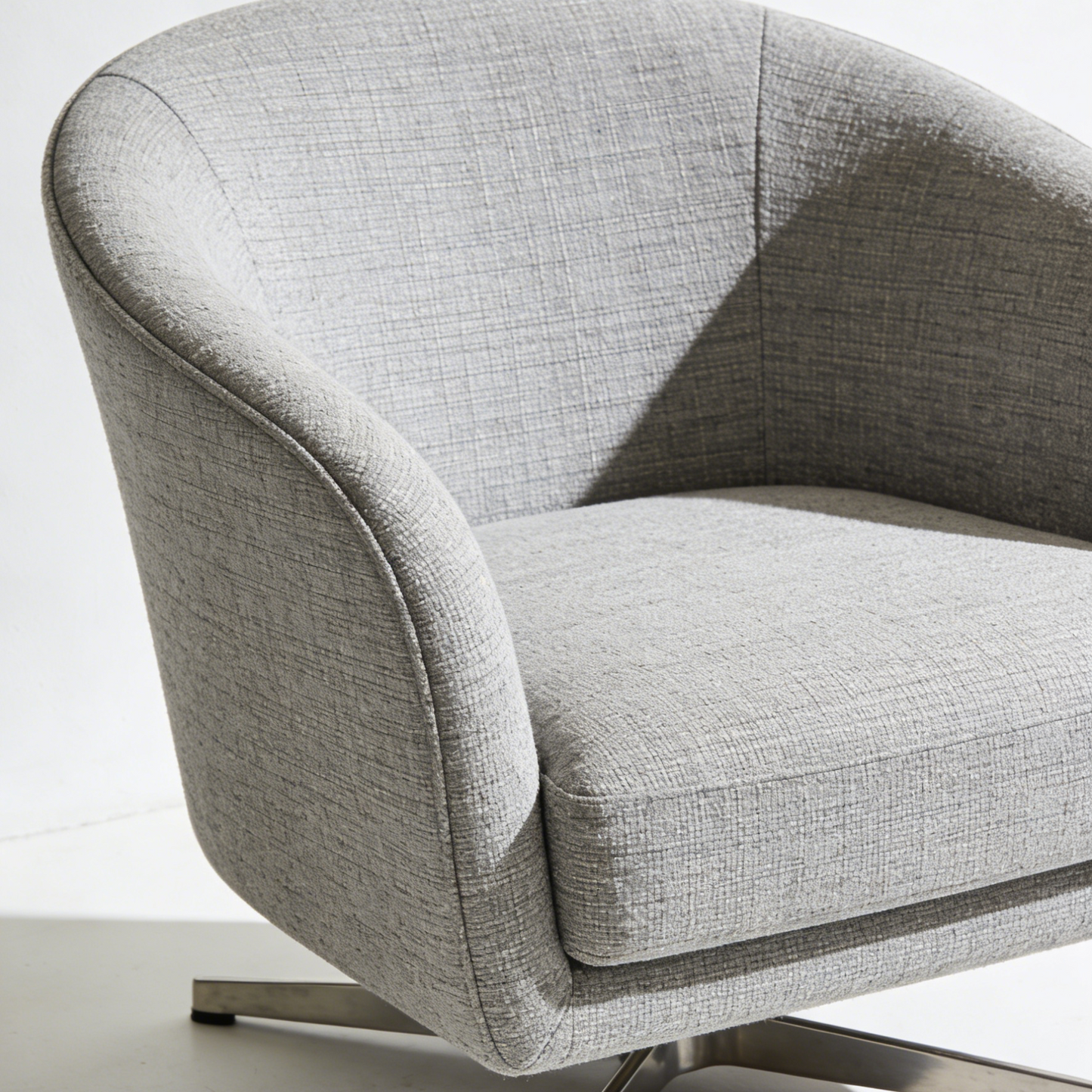 Swivel Fabric Barrel Chair - Light Grey Linen Accent Chair with Star Base for Living Room